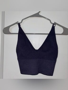 Dark Purple Scooped Crop Top - S